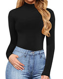 MANGOPOP Women's Mock Neck/Turtle Neck Long Sleeve Modal Bodysuit Jumpsuit