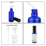 2oz Blue Glass Spray Bottles for Essential Oils, Small Spray Bottle with Black Aluminum