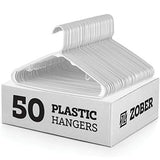 White Standard Plastic Hangers (50 Pack) Durable Tubular Shirt Hanger Ideal for Laundry