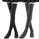 DRESHOW 2 Pack Winter Thigh High Socks Extra Thick Long Warmer Sexy