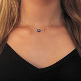 Stainless steel Silver Chain with Blue Evil Eye Bead Delicate Necklace