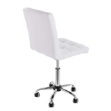 Computer Office Chair, Adjustable Height, Smooth Wheels,Padded Swivel Chair for Home Office Beauty Salon Spa, White