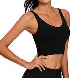 Lemedy Women Sports Bra Longline Crop Tank Top Padded Workout Running Yoga