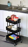 SimpleHouseware Heavy Duty 3-Tier Metal Utility Rolling Cart, Black