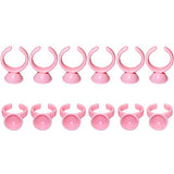 100PCS Pink Disposable Plastic Nail Art Tattoo Glue Rings Holder Eyelash Extension Ring