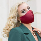 4 Layer Washable Satin Face Mask Burgundy Red with Filter Pocket Reusable Silk