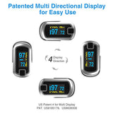mibest OLED Finger Pulse Oximeter, O2 Meter, Dual Color White/Silver