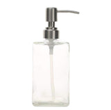 1PCS Hand Wash Dispenser 500ml/17oz Empty Refillable Square Clear Glass Bottles with Stainless Steel Pump Hand Wash Lotion Dispensers for Lotions Shampoo Shower Gel Toiletries Bathroom