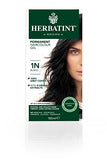 Herbatint 1N Black Permanent Haircolor (Pack of 2) Alcohol and Ammonia Free, 4.65fl oz Each