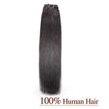 20 Inch Clip In Remy Human Hair Extensions 100g, Stainless Clip On Real Human Hair, 7 Pieces Silky Straight Double Weft, Natural Off Black (Clip In 20"- #1B, 100g)