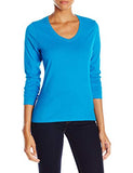 Hanes Women's V-Neck Long Sleeve Tee, Deep Dive, Small