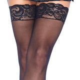 Leg Avenue Women's Lace Top Sheer Thigh Highs, Black, One Size