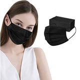 Disposable Face Masks Black, 3 Ply Face Masks of 50 Pcs Disposable Mask