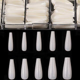 Long Coffin Fake Nails - Full Cover Natural Ballerina False Nail BTArtbox 500 Pcs Acrylic