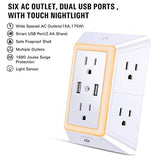USB Wall Charger, Surge Protector, POWRUI 6-Outlet Extender with 2 USB Charging Ports (2.4A Total)