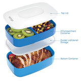 Bentgo Classic (Blue) - All-in-One Stackable Lunch Box Solution - Sleek and Modern Bento