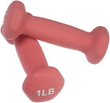 Amazon Basics Neoprene Dumbbell Hand Weights, 1 Pound Each, Red - Set of 2