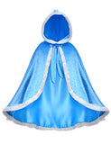 Party Chili Fur Princess Hooded Cape Cloaks Costume for Girls Dress Up Blue