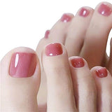 24Pcs Acrylic False Toenails with Glue Artificial Toe Nails for Women Pedicure Art Fake Feet Nails Full Cover