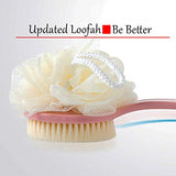 Shower Body Brush with Bristles and Loofah,Back Scrubber Bath Mesh Sponge
