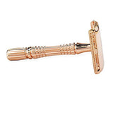 Rose Gold Safety Razor with Travel Case, DREZUR Double Edge Razor (Includes 5 Razor Blades), Safety Razor Women and Men Texture Handle for Comfortable Grip