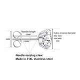 5 Pairs Stud Earrings Set, Hypoallergenic Cubic Zirconia 316L Earrings Stainless Steel CZ