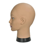 Bald Female Training Head Wig Head Professional Cosmetology for Wig Making and Display Hat Helmet Glasses or Masks Display Head Model with Free Clamp Stand