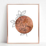 Terracotta Sun and Moon Print, Flower Sun, Minimal Wall Art, Boho Decor