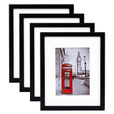 eletecpro Picture Frames 8x10 Black Tempered Glass with Mat Set of 4, Display Pictures