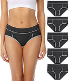 wirarpa Women's Cotton Underwear Comfy Mid Waisted Plus Size Briefs 5 Pack