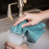 Sticky Toffee Cotton Terry Kitchen Dishcloth, 8 Pack, 12 in x 12 in, Blue Check