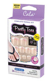 Cala Pretty Toes Complete Toenail Kit with Nail Art and Nail Glue (28 Nails in 14 Sizes) French Tip With Double Pink Hearts 88225