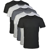 Gildan mens Crew T-shirt Multipack Undershirt, Assorted Black/Grey (5 Pack), Small US