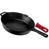 Pre-Seasoned Cast Iron Skillet (10-Inch) with Handle Cover Oven Safe Cookware