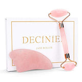 Deciniee Jade Roller and Gua Sha Tools Set - Anti Aging Rose Quartz Roller Massager