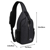 Waterfly Crossbody Sling Backpack Sling Bag Travel Hiking Chest Bag Daypack (Black)