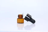 30Pcs Amber Glass Dropper Bottles Mini Empty Sample Vials Essential Oil Dropping Bottles Perfume Jars Cosmetic Container with Glass Eye Dropper and Black Caps (1ml)