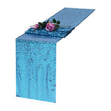 TCBESTO Aqua Blue Table Runner 12"x72" Sequin Table Runners Sparkly Glitter Metallic