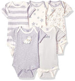 Gerber Baby Organic 5-Pack Short-Sleeve Onesies Bodysuits, sheep 5 Pack, Preemie