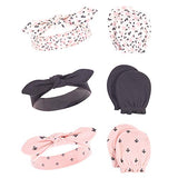 Hudson Baby Baby Cotton Headband and Scratch Mitten Set, Berry Floral, 0-6 Month