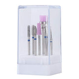 MISMXC Electric Carbide Nail Art Drill File Bit Set Coarse Medium Fine Grit Professional Manicure Drill Bits Set of 7 pcs Silver