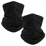 TICONN Neck Gaiter Face Cover Scarf (Black 2-Pack), Summer Cool Breathable