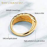 18k Gold Plated Croissant Braided Twisted Signet Chunky Dome Rings Stacking Band