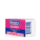 Benadryl Ultratabs Antihistamine Allergy Relief Tablets, Diphenhydramine HCl 25mg, 100 ct