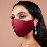 4 Layer Washable Satin Face Mask Burgundy Red with Filter Pocket Reusable Silk