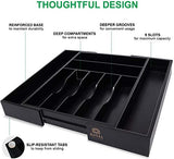Bamboo Kitchen Drawer Organizer - Expandable Silverware Organizer/Utensil Holder