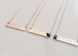 Personalized Necklace Silver Name Plate Bar Gold Necklace Custom Silver Necklace