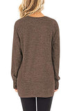 Jescakoo Fall Shirts for Women Long Sleeve Long Tops Loose Fit Coffee S