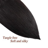 20 Inch Clip In Remy Human Hair Extensions 100g, Stainless Clip On Real Human Hair, 7 Pieces Silky Straight Double Weft, Natural Off Black (Clip In 20"- #1B, 100g)
