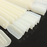 Beauticom 500 Natural Acrylic False Tip Sticks with Metal Ring Holders Fan-Shaped Nail Art Display Chart Practice Tips Tool - 500 Tips